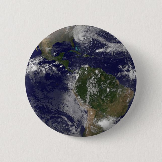 Hurricane Sandy Along The East Coast Of The Us. Button (Front)