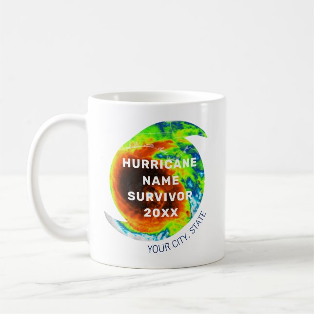 HURRICANE SURVIVOR Commemorative Personalized Coffee Mug (Left)