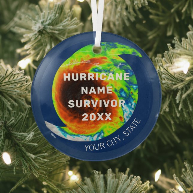 HURRICANE SURVIVOR Commemorative Personalized Glass Ornament (Insitu)
