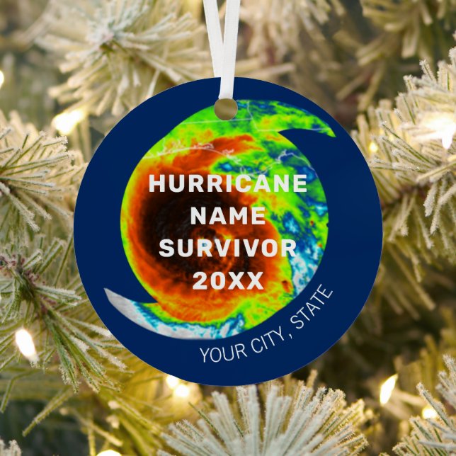 HURRICANE SURVIVOR Commemorative Personalized Metal Ornament (Insitu)