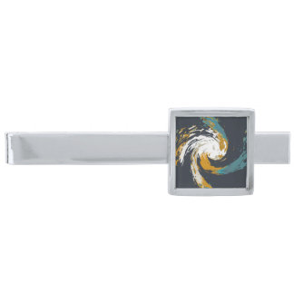 Hurricane Twirl Silver Finish Tie Bar