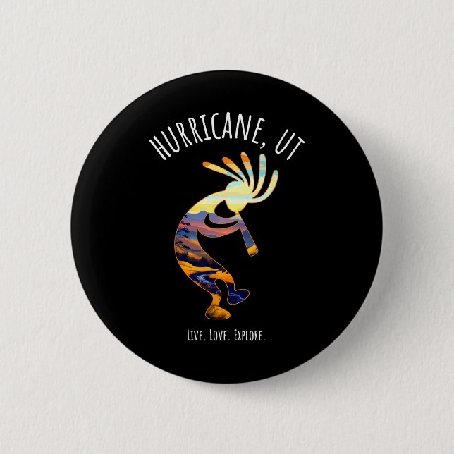 Hurricane Utah Usa Dancing Kokopelli Design  Button (Front)