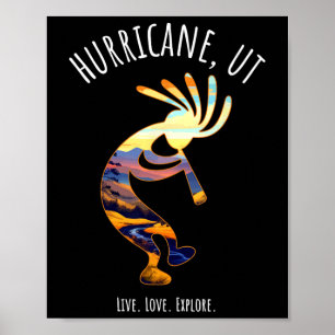 Hurricane Utah Usa Dancing Kokopelli Design Poster
