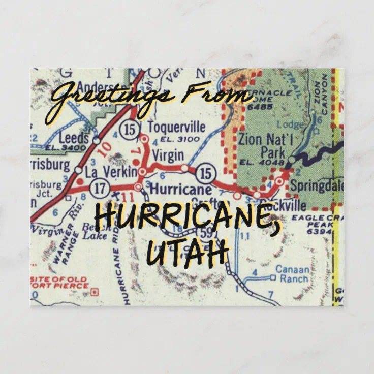 Hurricane Utah Vintage Map Postcard | Zazzle