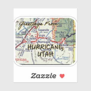 Hurricane Utah Vintage Map Sticker