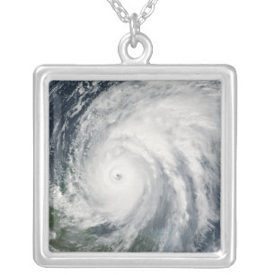 Hurricane Wilma over Mexico Silver Plated Necklace