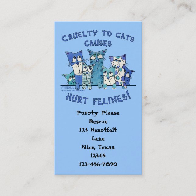 Hurt Felines Cruelty to Cats Business Card (Front)