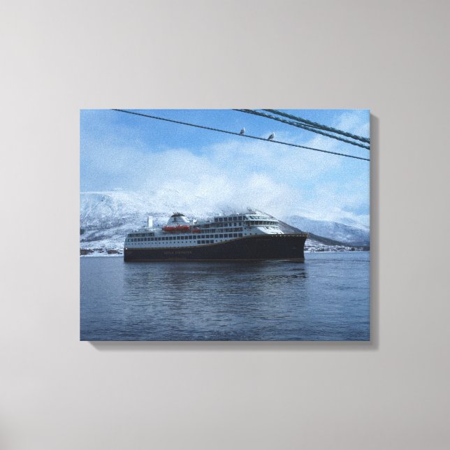 Hurtigruten Ferry Leaving Port Canvas Print (Front)