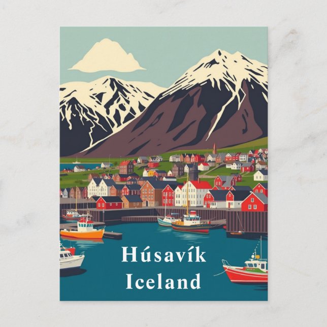 Húsavík, Iceland Boats Art Postcard (Front)