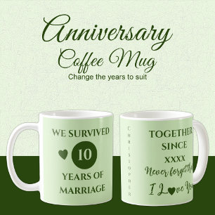 Husband 10 years of marriage est year green coffee mug