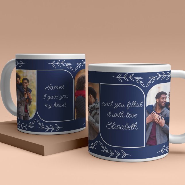 Husband 3 Vertical Photo Loving Words Personalized Giant Coffee Mug (Creator Uploaded)