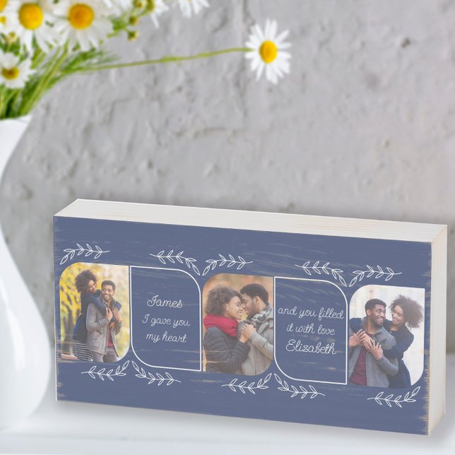 Husband 3 Vertical Photo Loving Words Personalized Wooden Box Sign (Creator Uploaded)