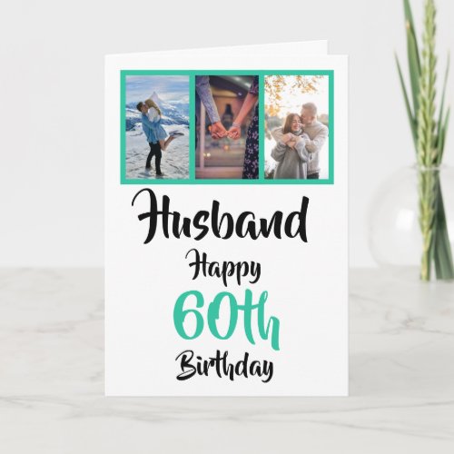 Husband 60th Birthday Modern Photo Collage Card