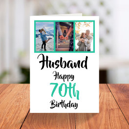 Husband 70th Birthday Modern Photo Collage Card