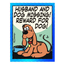 Husband and Dog Missing Postcard