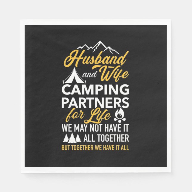 Husband And Wife Camping Partner For Life Napkins (Front)