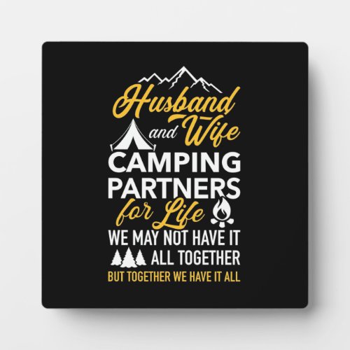 Husband And Wife Camping Partner For Life Plaque