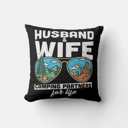 Husband And Wife Camping Partners For Life Throw Pillow