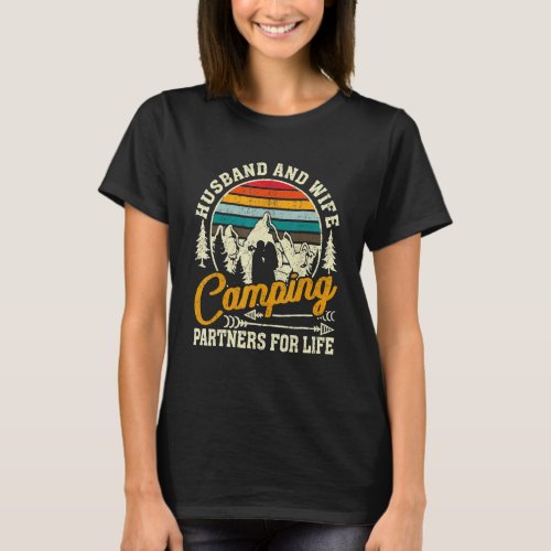 Husband And Wife Camping Partners For Life Vintage T_Shirt