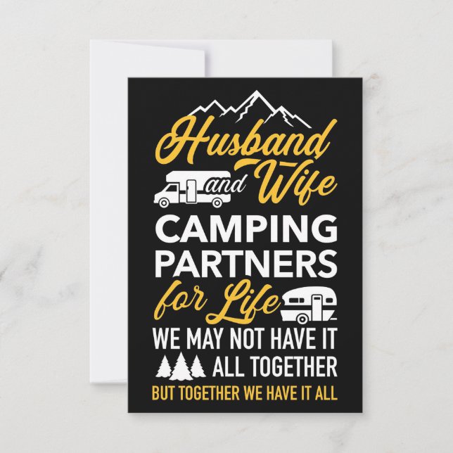 Husband And Wife Camping Partners Thank You Card (Front)