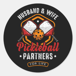 Husband And Wife Couple Pickleball Partners For Li Classic Round Sticker