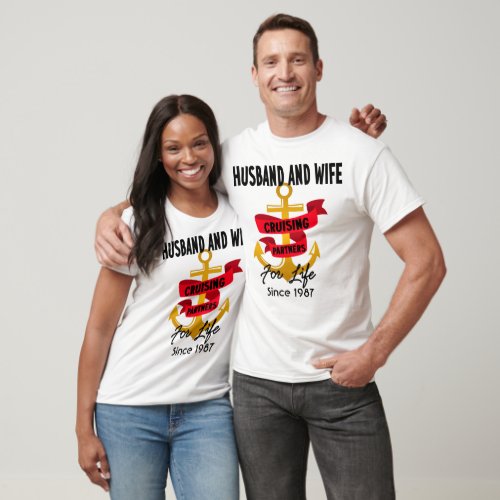 Husband and Wife Cruising Partners Cruise Matching T_Shirt