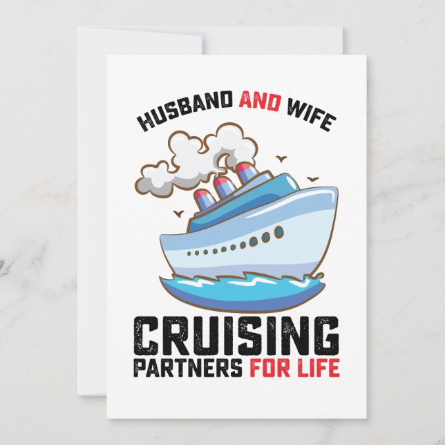 Husband And Wife Cruising Partners For Life Invitation (Front)