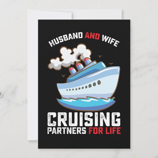 Husband And Wife Cruising Partners For Life Invitation (Front)