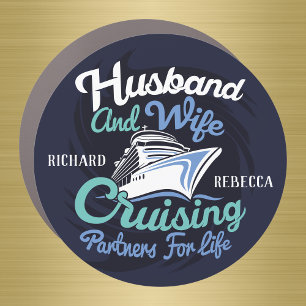 Husband and Wife Cruising Partners for Life Magnet