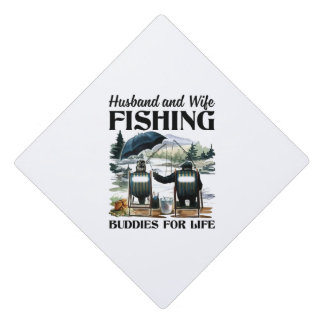 Husband and Wife Fishing Graduation Cap Topper