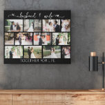 Husband and Wife Photo Collage Masonry Grid Faux Canvas Print<br><div class="desc">Wedding Photo Collage in modern masonry grid style with handwritten quote and 12 of your favorite photos. The photo template is set up for you to add your pictures which will automatically be displayed in horizontal and vertical formats. The romantic wording reads husband & wife together for life. Together for...</div>