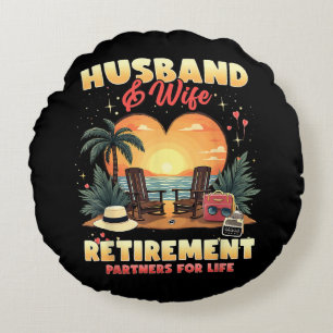 Husband and Wife Retirement Round Pillow