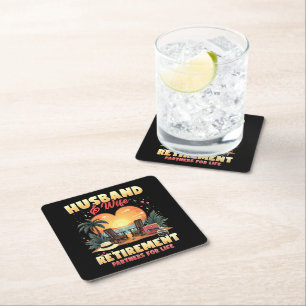 Husband and Wife Retirement Square Paper Coaster