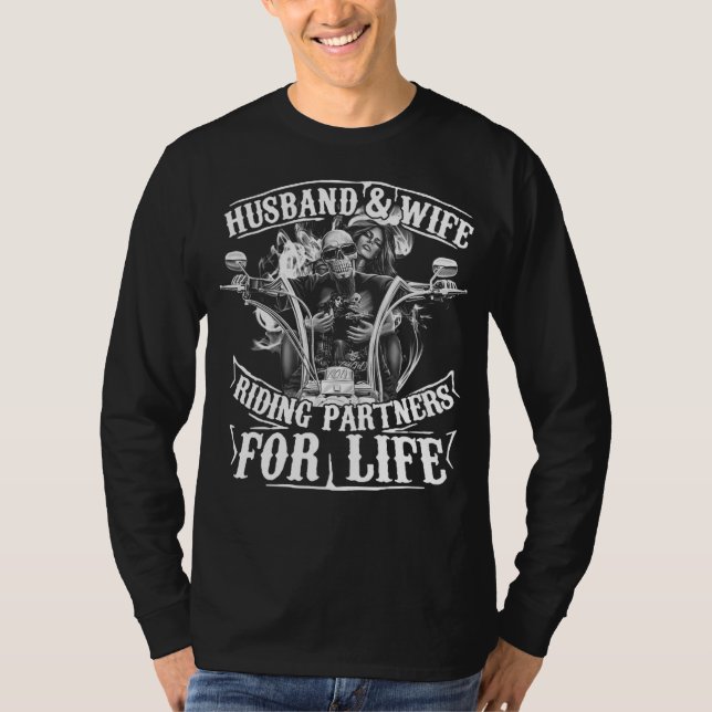 Husband And Wife Riding Partners For Life T-Shirt (Front)