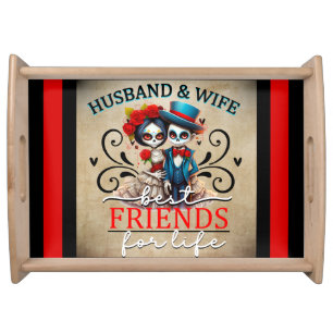 Husband and Wife Sugar Skulls Serving Tray
