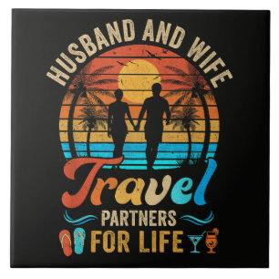 Husband and Wife Travel Partners for Life Beach Ceramic Tile