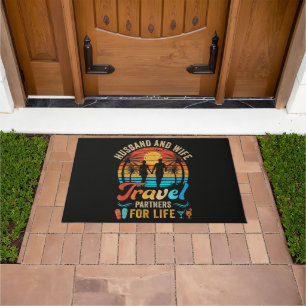 Husband and Wife Travel Partners for Life Beach Doormat