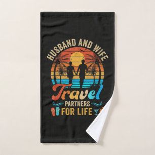 Husband and Wife Travel Partners for Life Beach Hand Towel