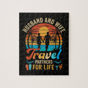 Husband and Wife Travel Partners for Life Beach Jigsaw Puzzle