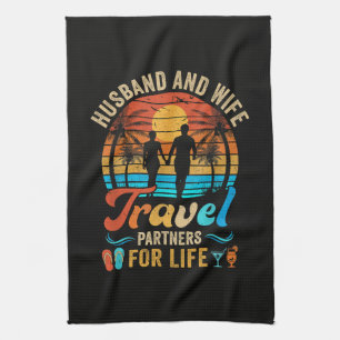 Husband and Wife Travel Partners for Life Beach Kitchen Towel