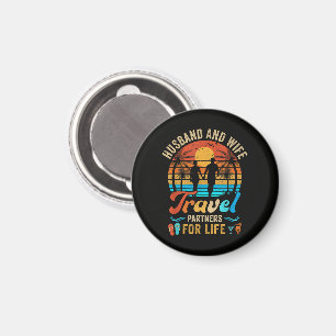 Husband and Wife Travel Partners for Life Beach Magnet