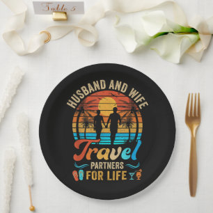 Husband and Wife Travel Partners for Life Beach Paper Plates