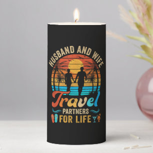 Husband and Wife Travel Partners for Life Beach Pillar Candle