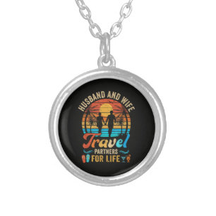 Husband and Wife Travel Partners for Life Beach Silver Plated Necklace