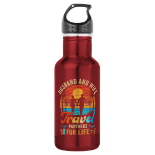 Husband and Wife Travel Partners for Life Beach Stainless Steel Water Bottle