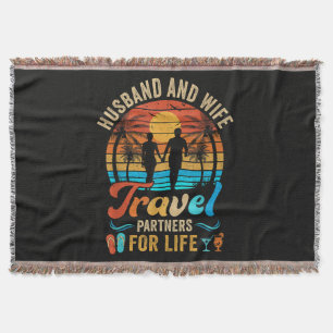Husband and Wife Travel Partners for Life Beach Throw Blanket