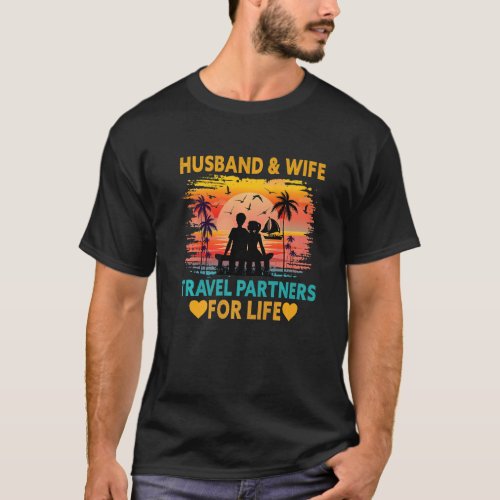 Husband And Wife Travel Partners For Life Beach Tr T_Shirt