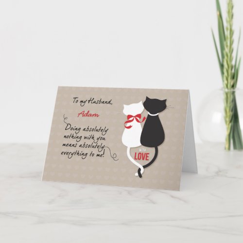 Husband Anniversary Personalize Love Cats Card