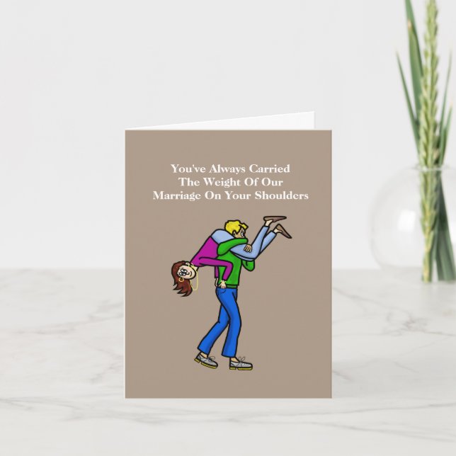 Husband Appreciation Day Card - Man Carrying Wife  (Front)