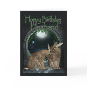 Husband Birthday Card - Hoppy Birthday With Rabbit